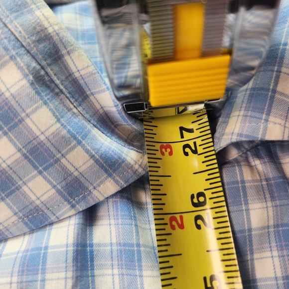 Peter Millar Light Blue and White Plaid Casuel Shirt Size L - Picture 11 of 13